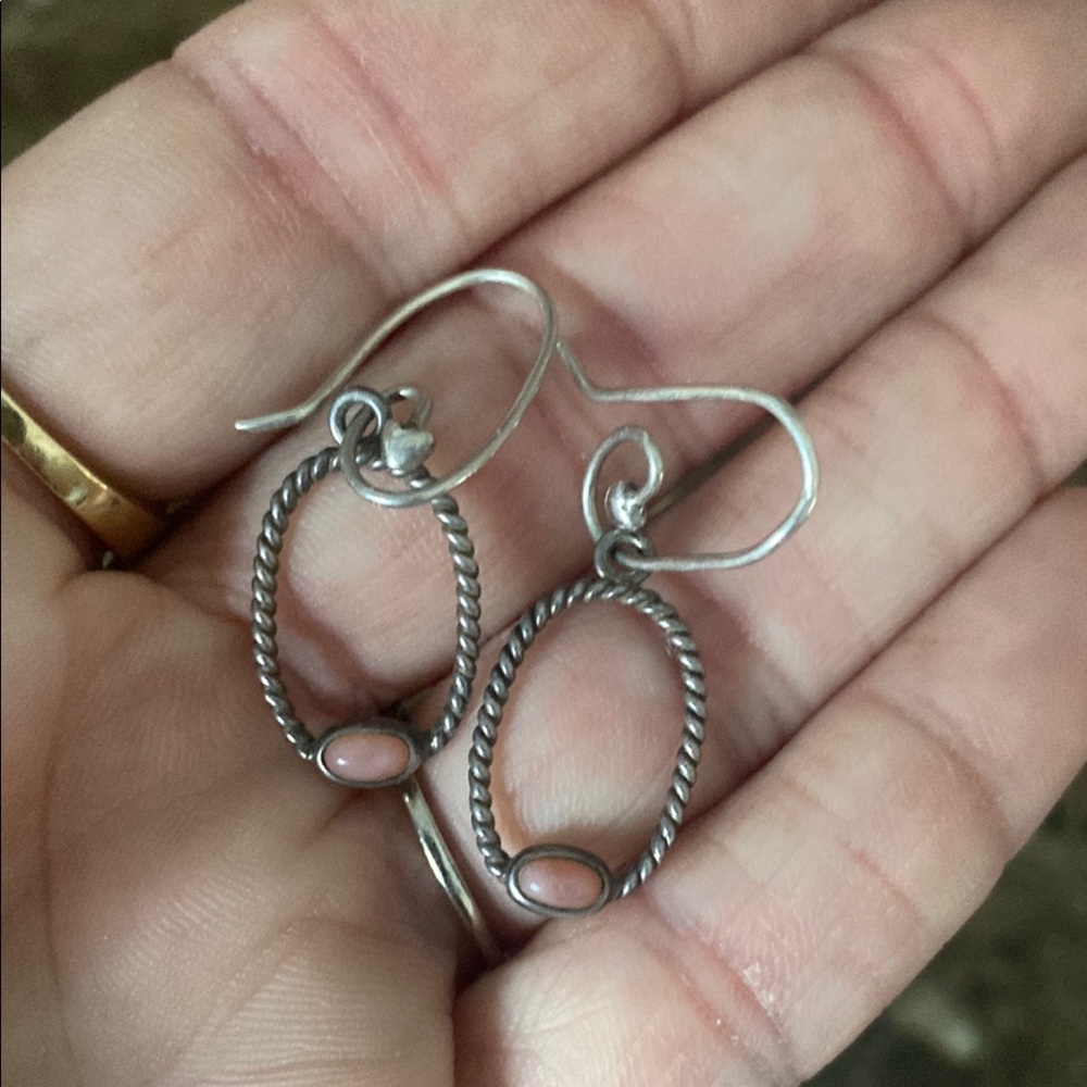Pandora pink and sterling earrings set includes both